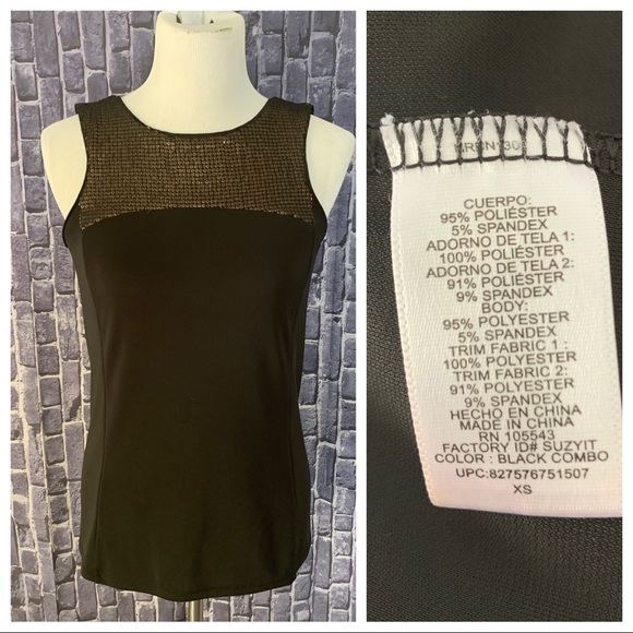 Black W/Gold Sequins Sleeveless Top - Picture 3 of 6